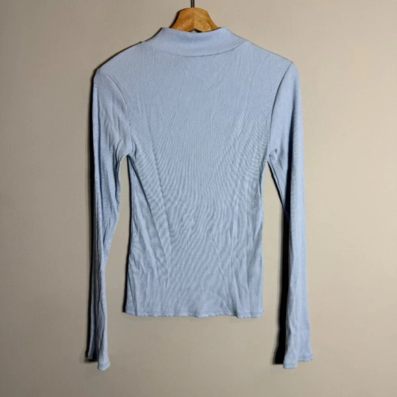 NWOT By Together Every Layer Top Ribbed Mock Neck Women's Medium Light Blue - Picture 8 of 11